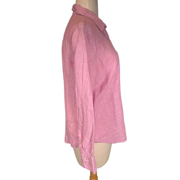 J.Crew Baird McNutt Irish 100% Linen Shirt Size 6 Pink Button Down Long Sleeve - Picture 4 of 8